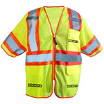 Custom Safety USA Custom ANSI Class 3 Hi-Vis Two-Tone Mesh Safety Vest - Reflective, 5 Pockets, Zipper, Yellow - (7 Sizes Available) ET18762
